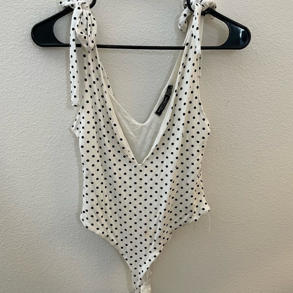Tie strap polka dot body suit